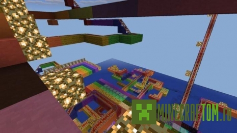 Карта Rainbow Road для Minecraft PE Карта Rainbow Road для Minecraft PE