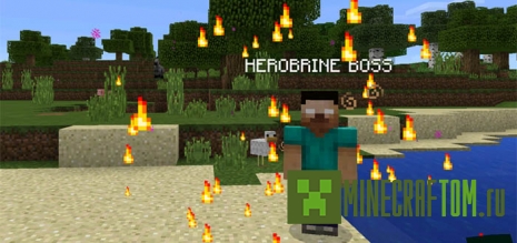Мод Herobrine Boss (Босс Херборин) версии 0.15.6 для Майнкрафт ПЕ Мод Herobrine Boss (Босс Херборин) версии 0.15.6 для Майнкрафт ПЕ