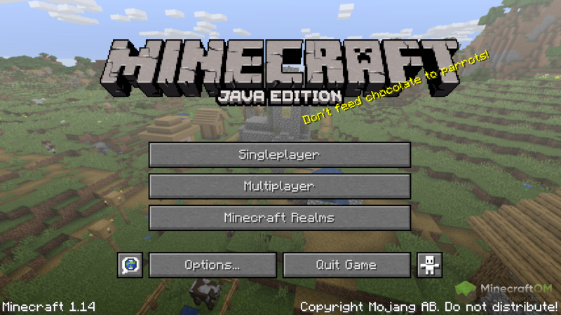 Главное меню Майнкрафт 1.14