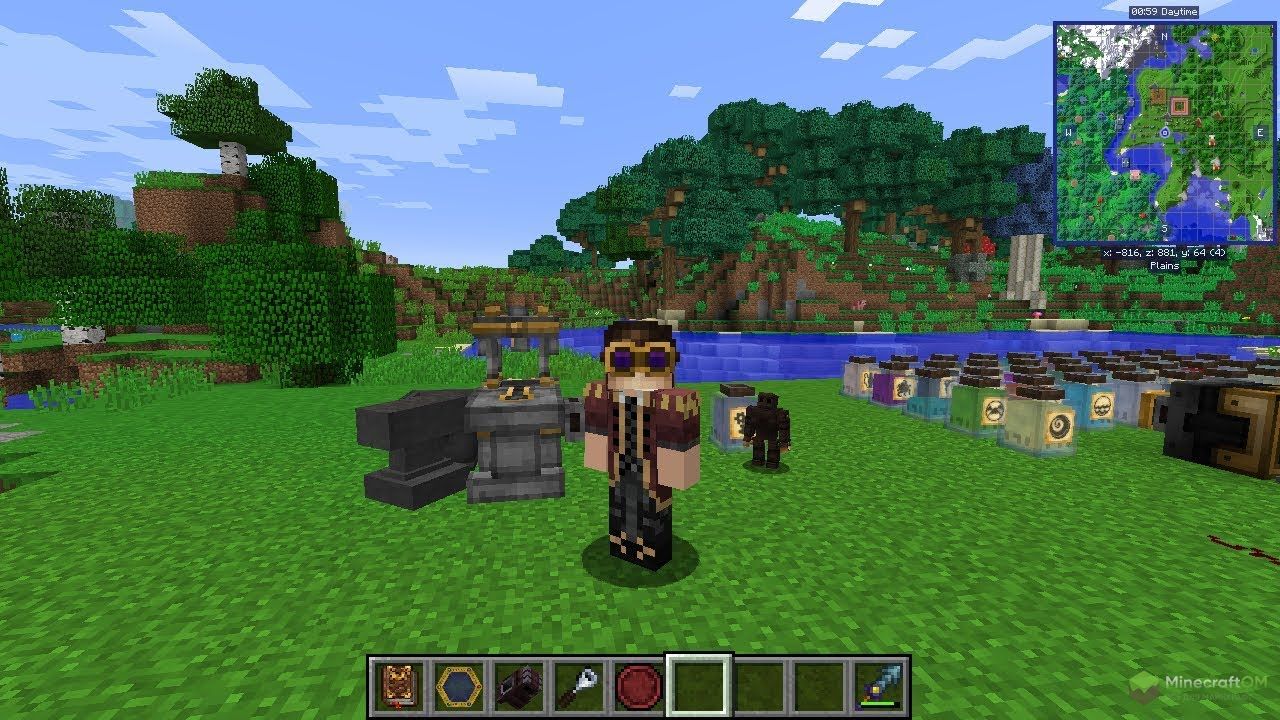 Множество различных магических предметов в моде Thaumcraft