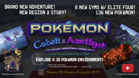 Карта на ловлю покемонов для Майнкрафт 1.8.8 (Pokémon Cobalt and Amethyst)
