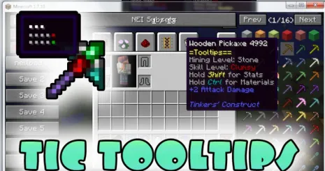 Мод на подсказки в инвентаре для Майнкрафт 1.7.10 (TiC Tooltips) Мод на подсказки в инвентаре для Майнкрафт 1.7.10 (TiC Tooltips)