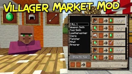 Мод на маркет для Майнкрафт 1.12.2/1.11.2/1.10.2 (Villager Market) Мод на маркет для Майнкрафт 1.12.2/1.11.2/1.10.2 (Villager Market)