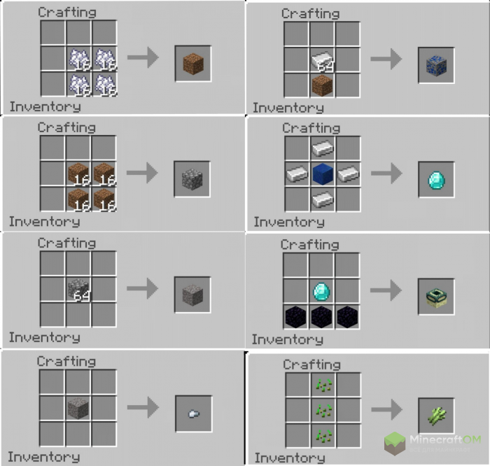 Часть рецептов на карте OneBlock.