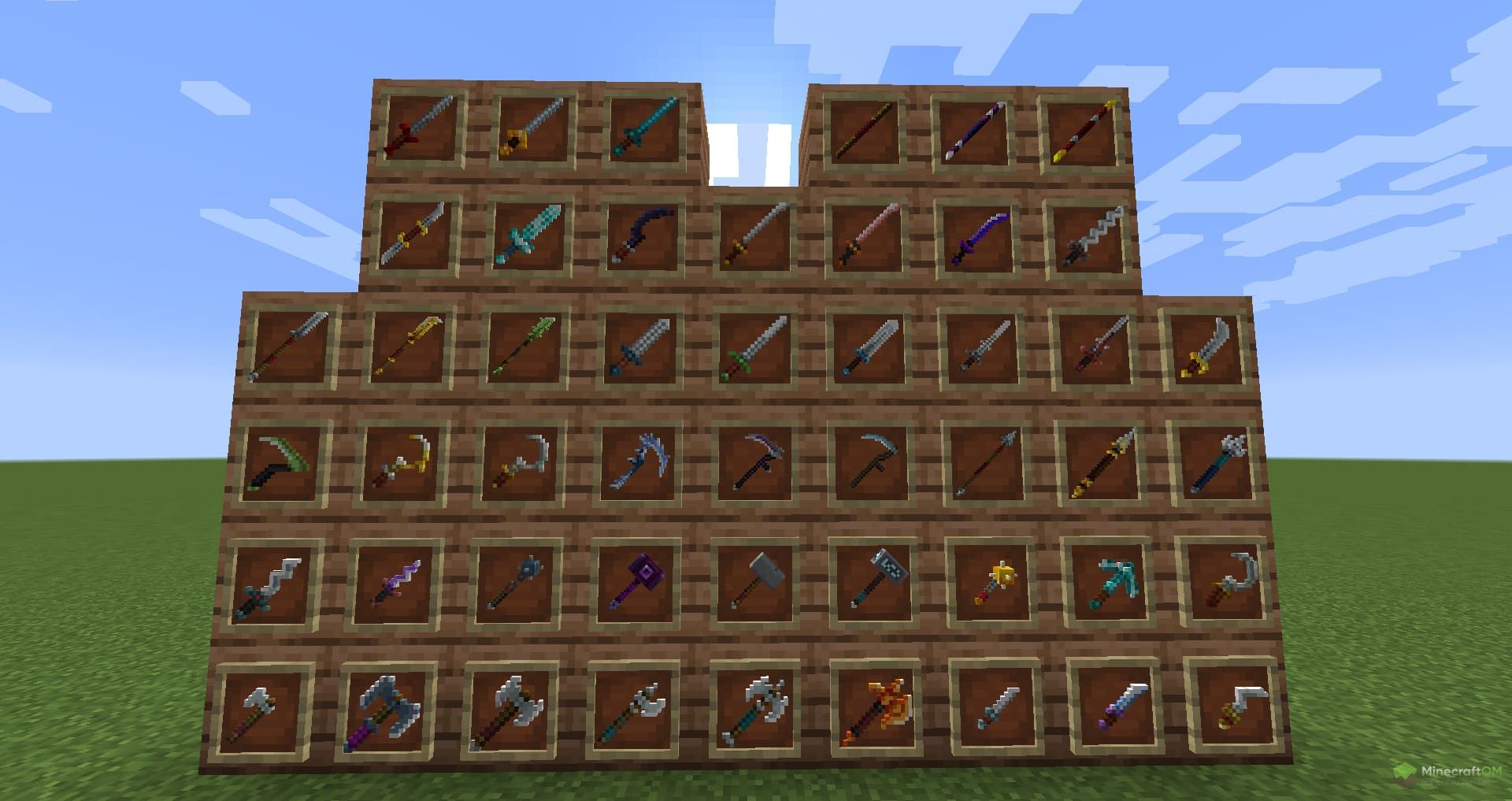 Оружие в моде MC Dungeons Weapons.