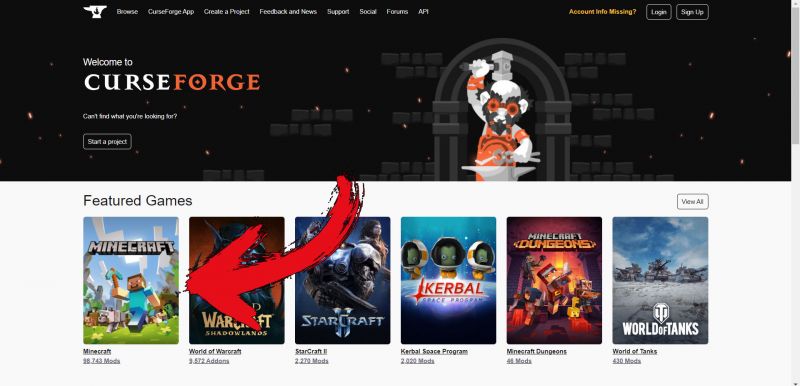 Официальный сайт CurseForge