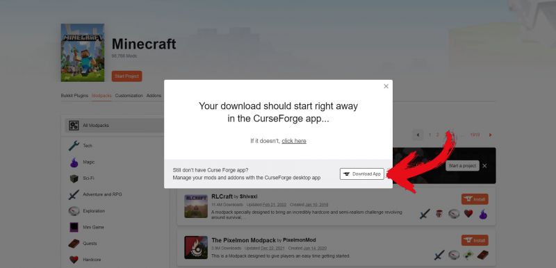Скачиваем лаунчер CurseForge