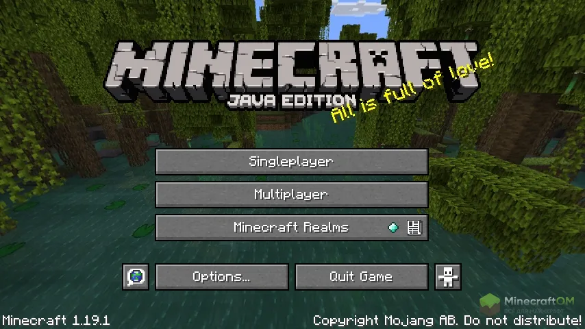 Главное меню версии 1.19.1