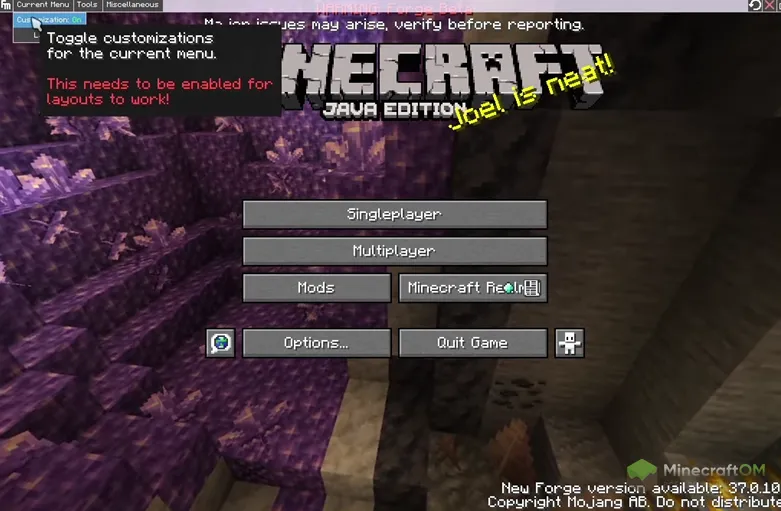 Включение или отключение кастомизации