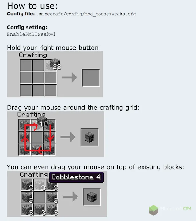 Быстрое выкладывание предметов в верстаке