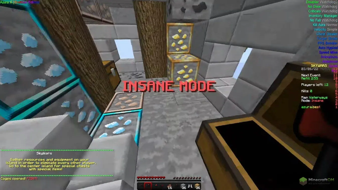 Чит в действии на сервере