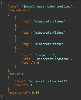 Это пример того, как можно создать рецепт в формате JSON