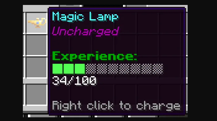 Вы можете зарядить лампу 100 уровнями опыта