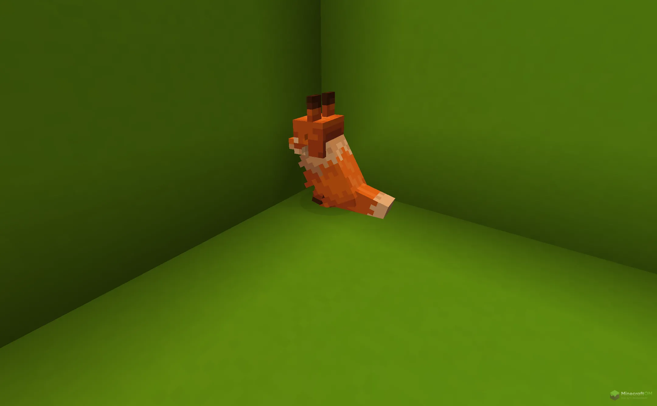 Новая лиса сидит из текстурпака Just Normal Foxes