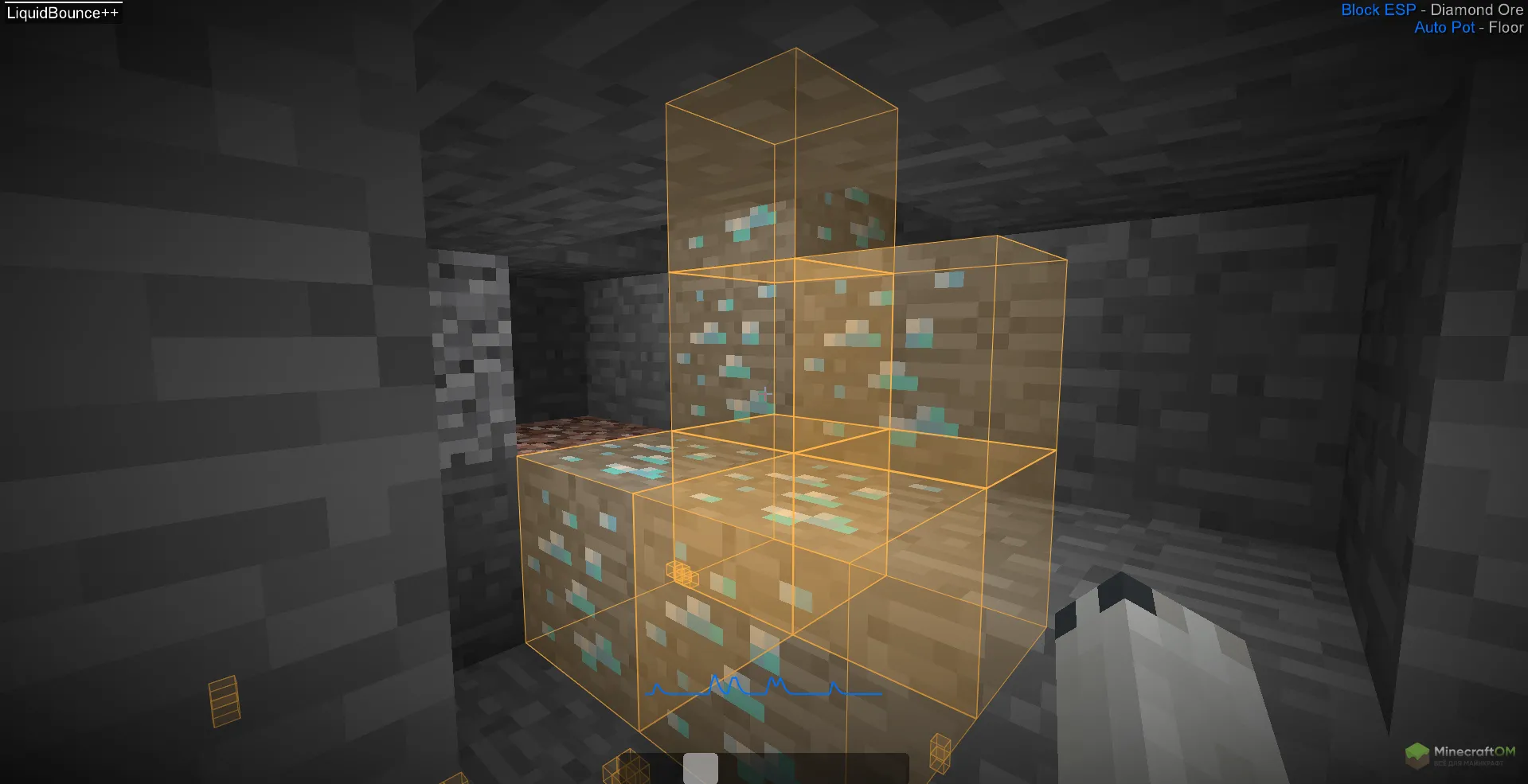 Функция чита LiquidBounce Plus Plus видеть руду сквозь стены