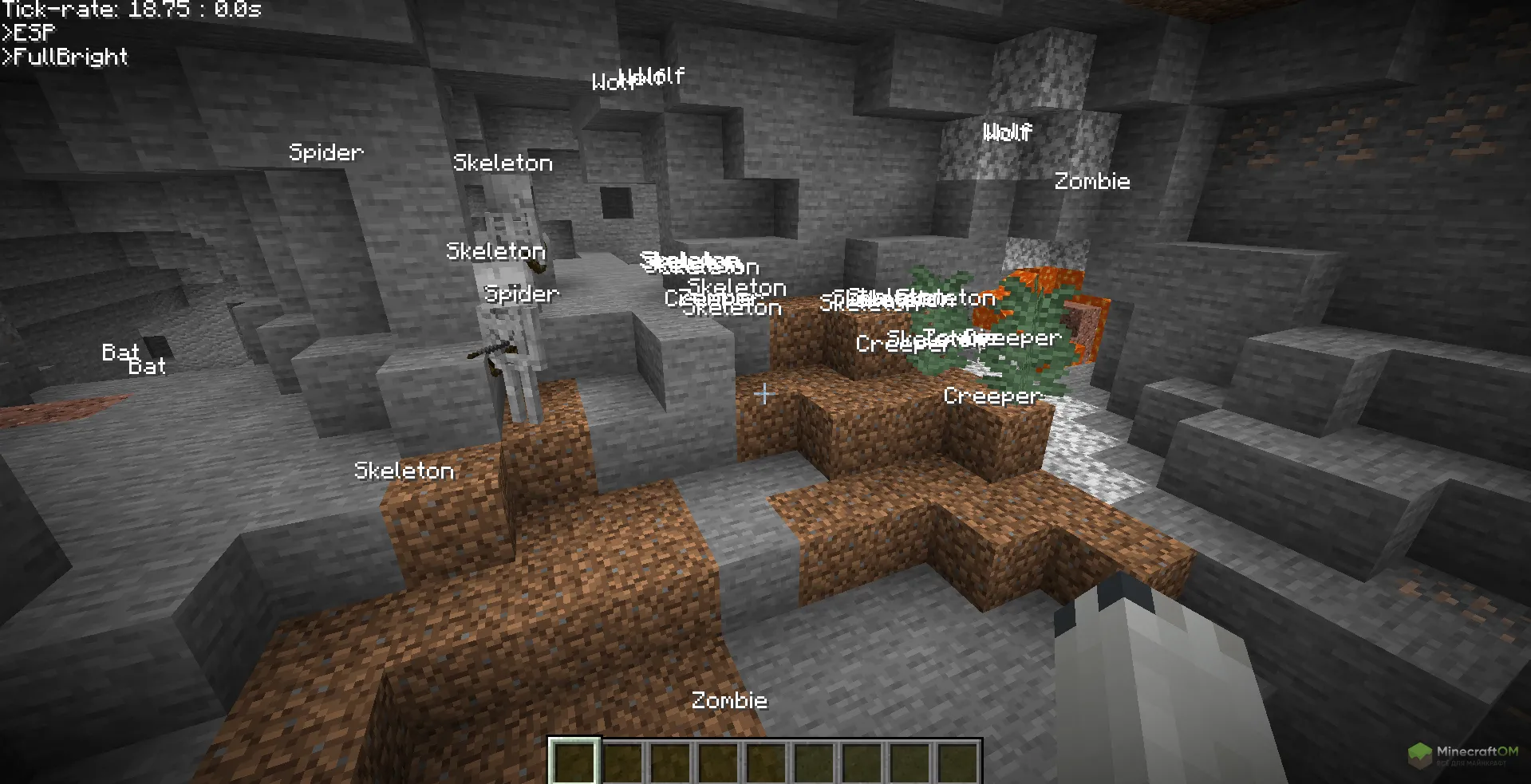 Функция Fullbright и ESP чит мода ForgeHax