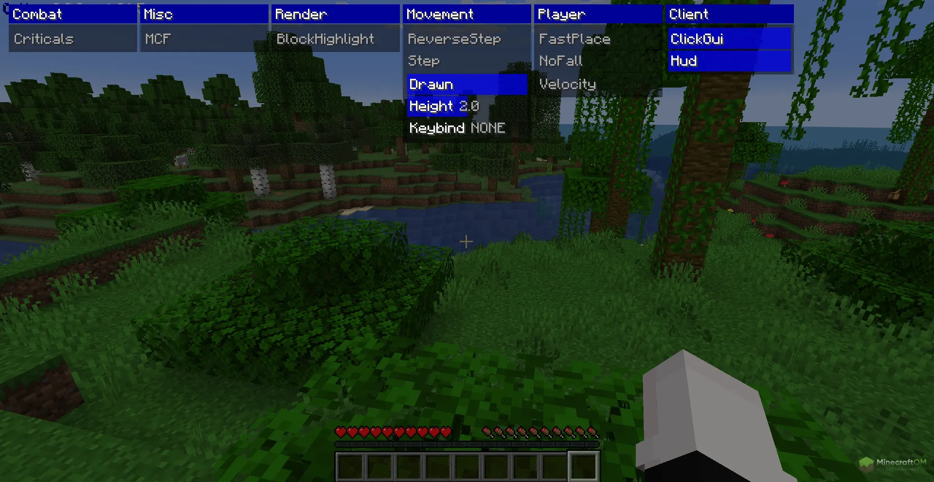 Возможность настройки различных функций чита Oyvey