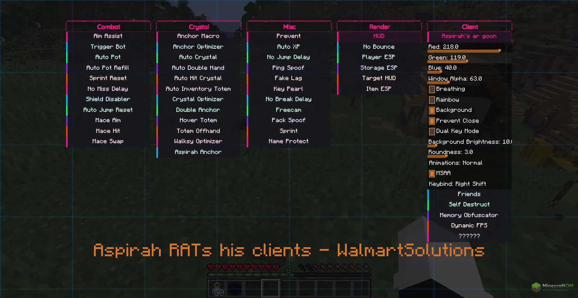 Возможность кастомизации GUI меню чита Aspirah