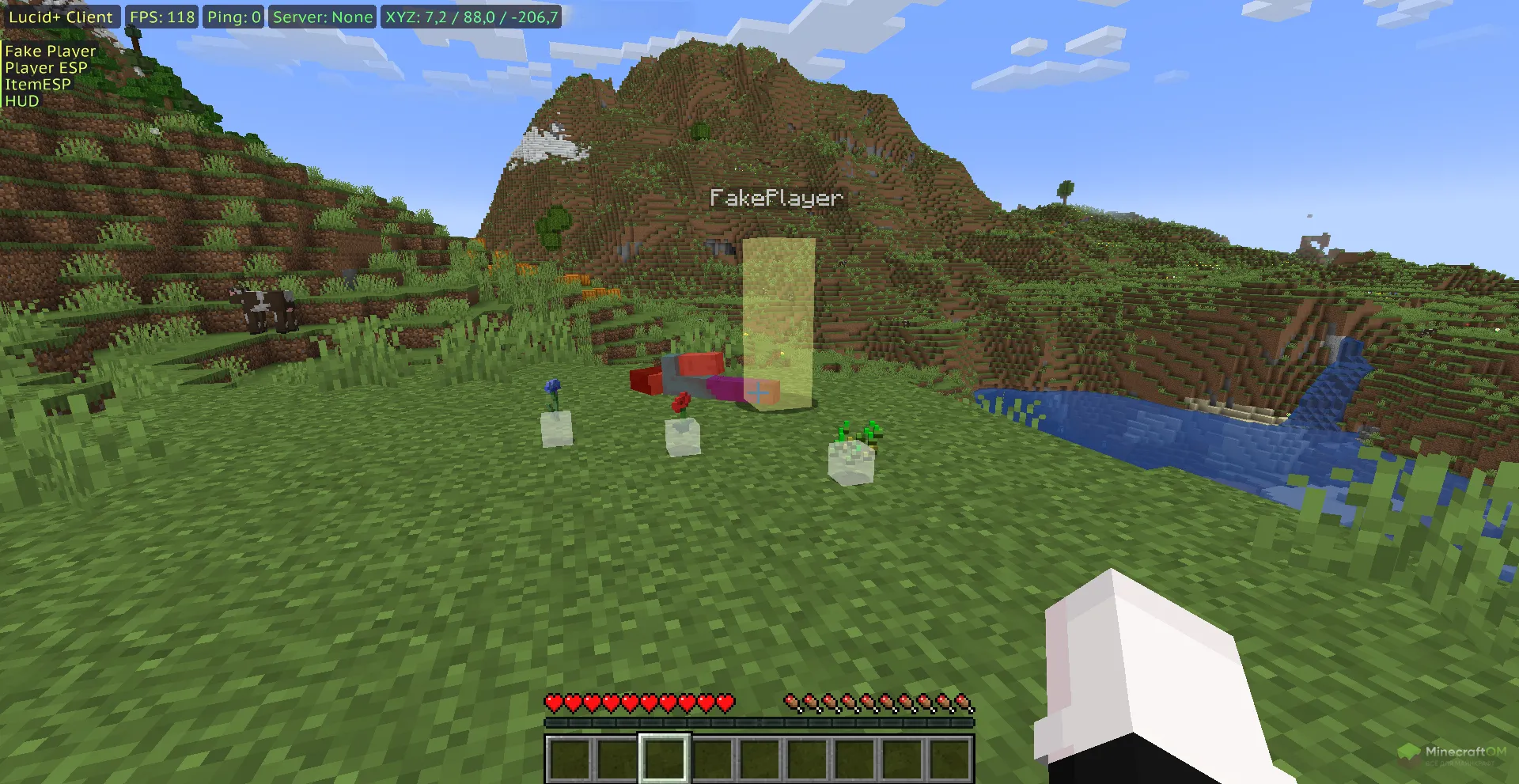 Подсвечиание упавшиъ предеметов и игроков в чите Lucid Argon