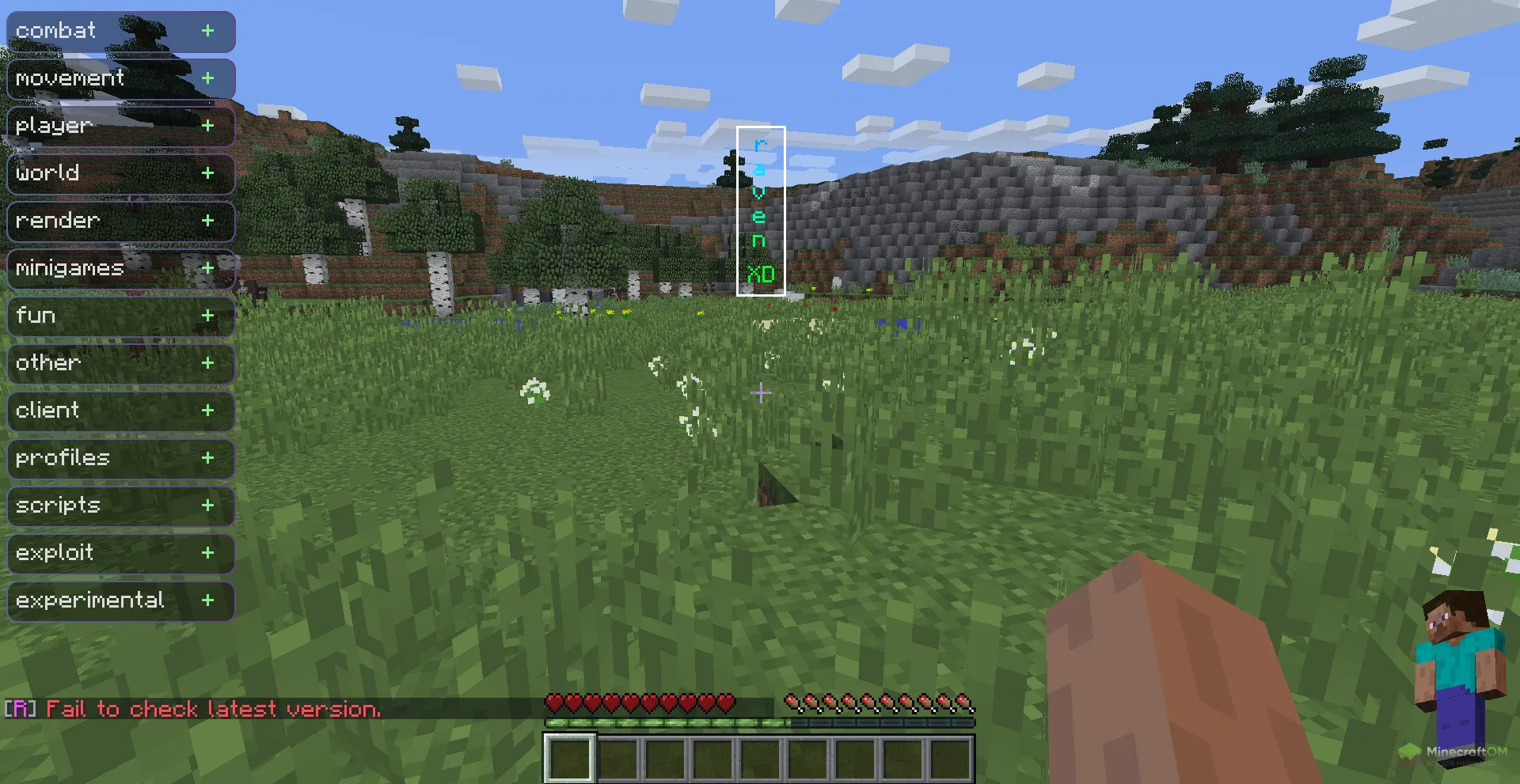 GUI меню чита Raven XD