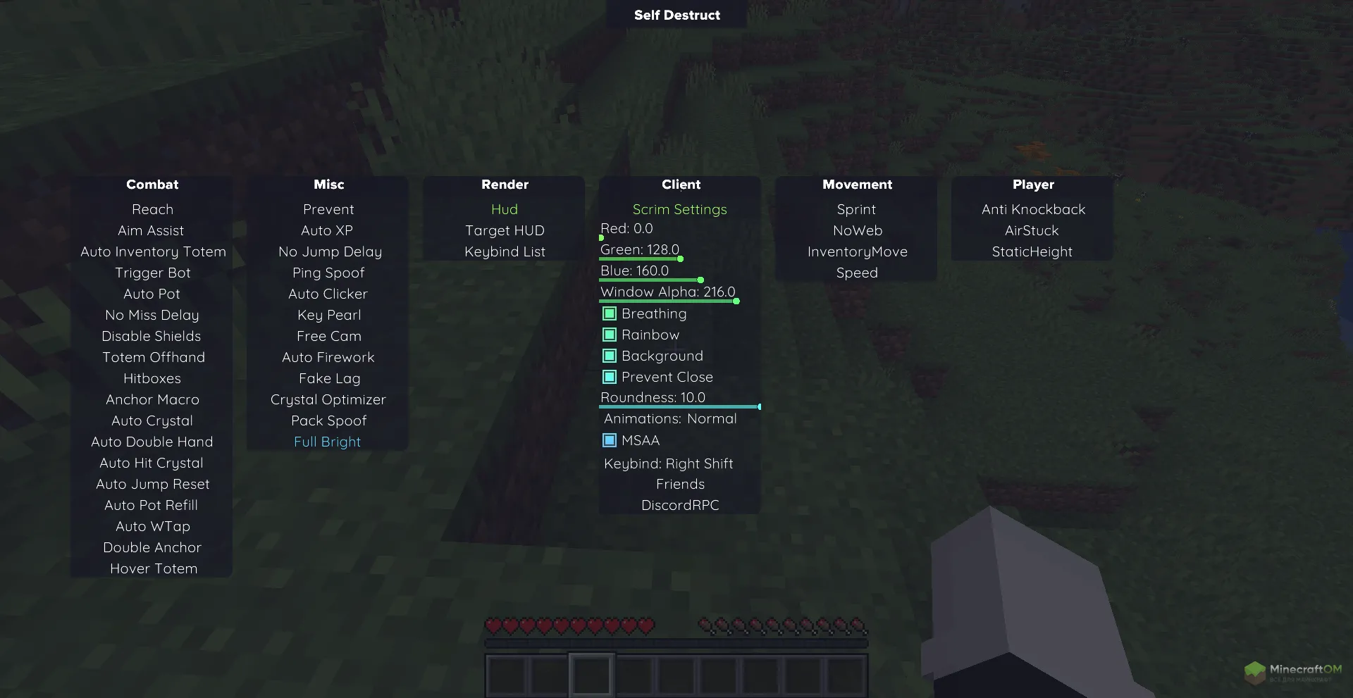 Кастомизация GUI меню чита Scrim