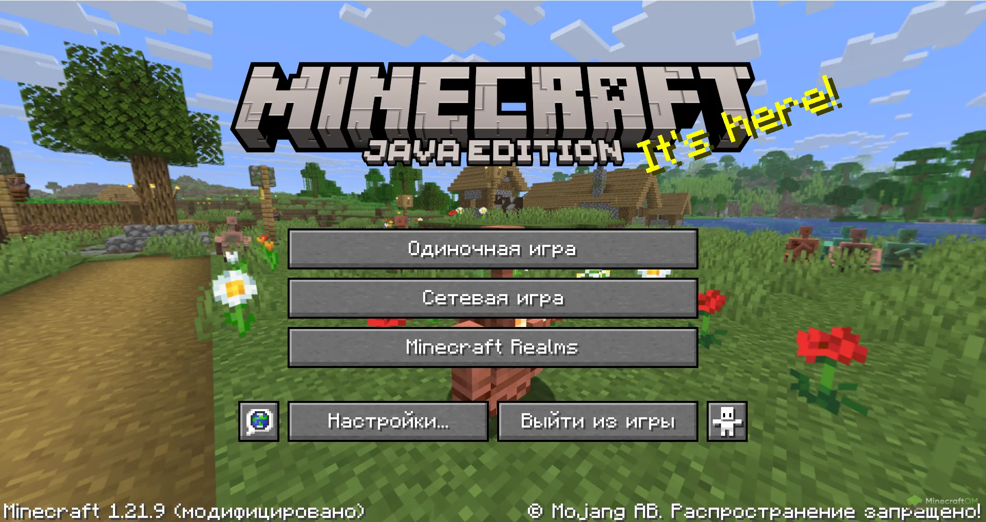 Главное меню Майнкрафт 1.21.9