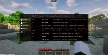 GUI меню чита Valiant