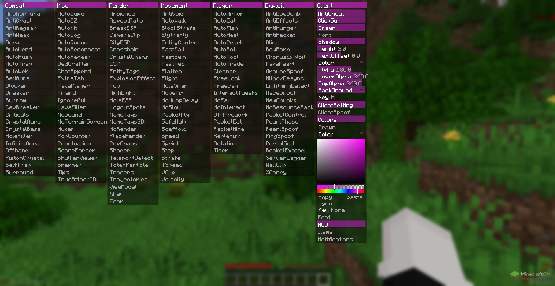Кастомизация GUI меню чита Alien