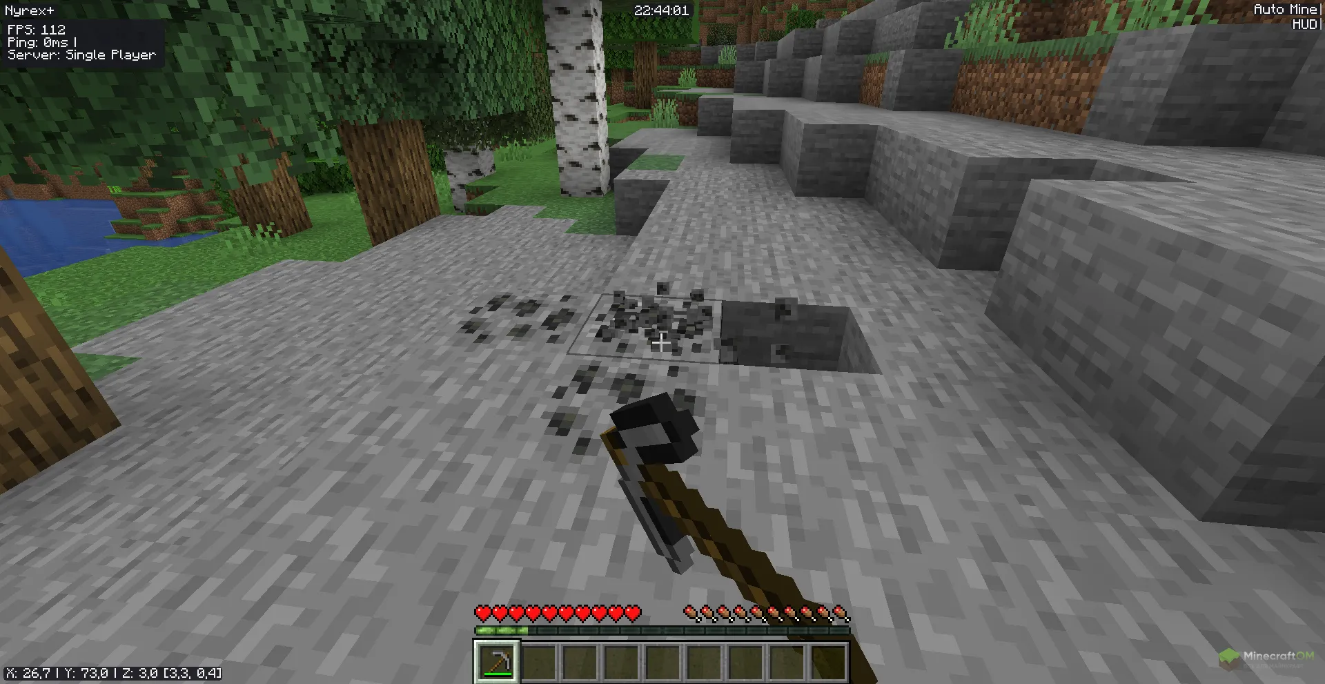 Использование функции AutoMine чита Nyrex