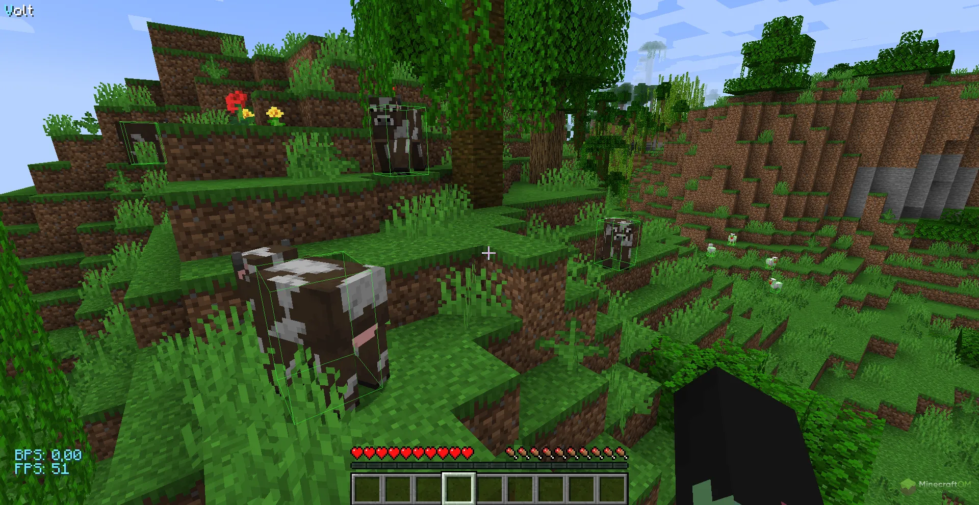 Подсвечивание всех живых сущностей с помощью чита Volt